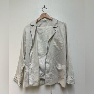 Lauren Ralph Lauren Satin Blue Polka Dot Pajama Set